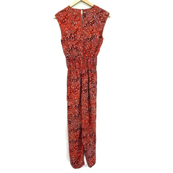 MAJE Pioma Leopard-print Woven Jumpsuit In Imprime Size XS EU 34 Red Gray Grey - Picture 6 of 11